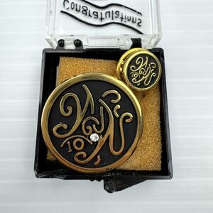 Vintage Weight Watchers Rhinestone Button & Pin Set Congratulations 10 Pounds